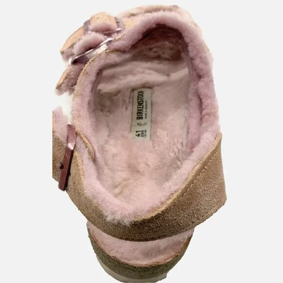 Birkenstock Milano Shearling Light Rose Pink Suede Slingback Sandal 41 L10 Reg - Picture 13 of 15